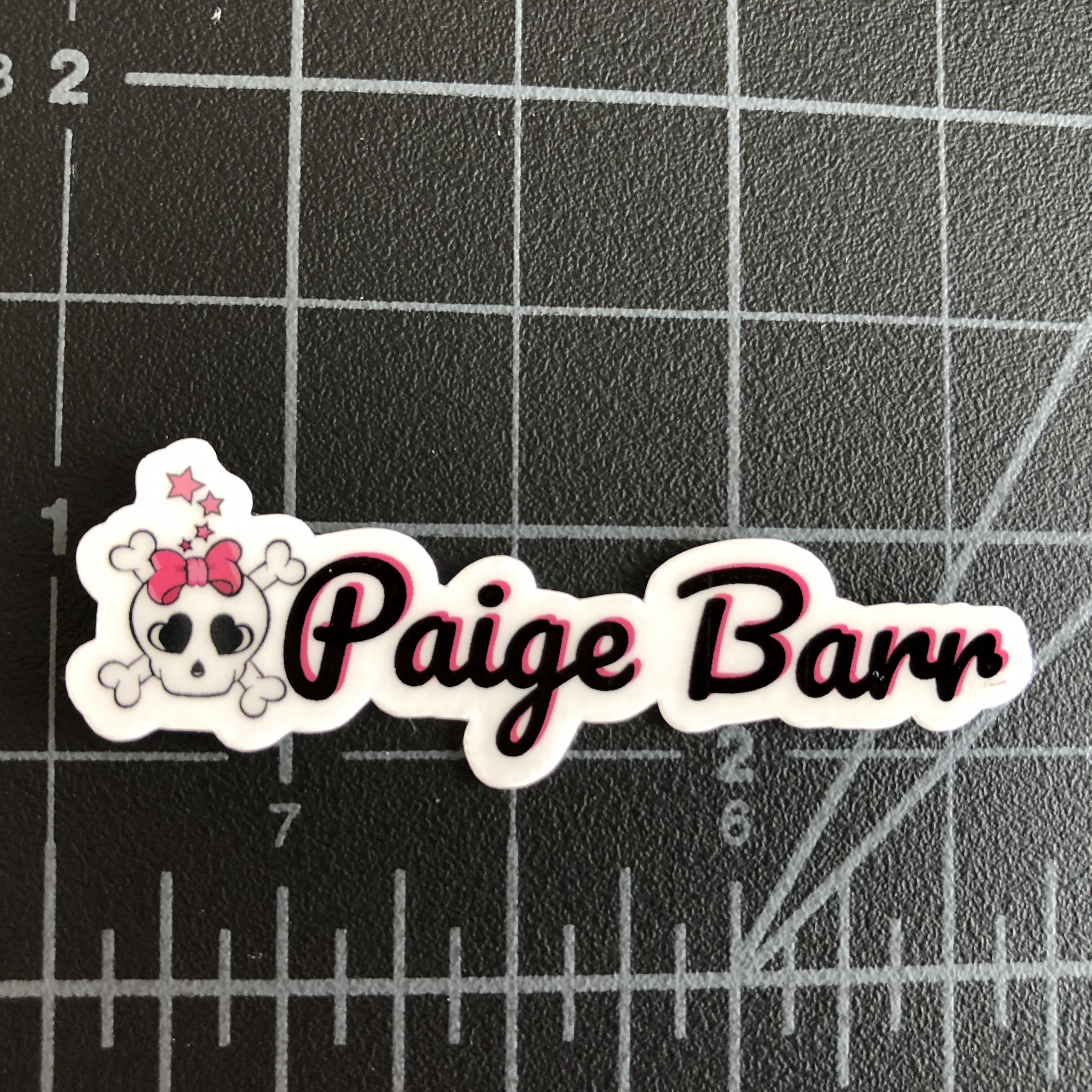 Name Stickers with with Pink Bow Skull