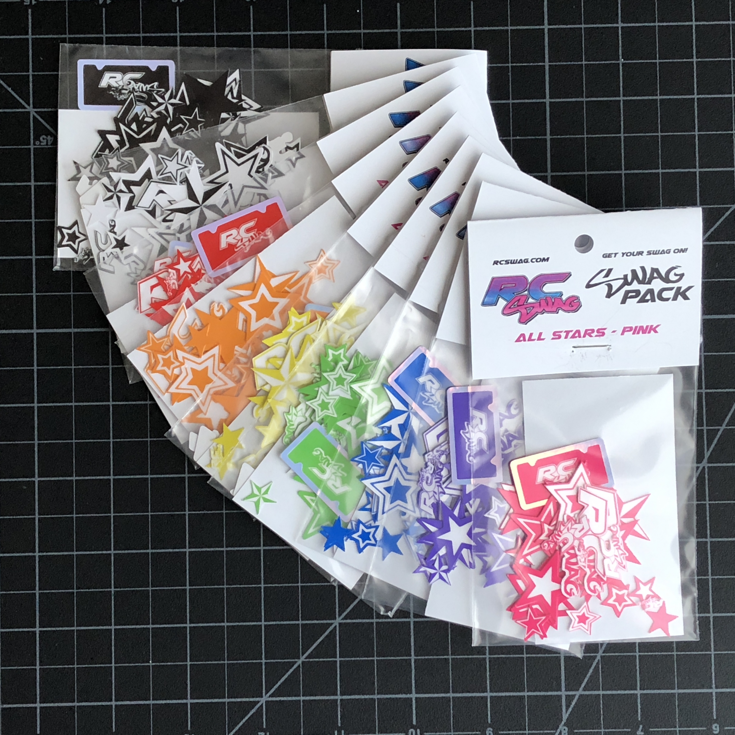 ALL Stars Sticker SWAG Packs by RC SWAG Custom Stickers - Available in Black, White, Red, Orange, Yellow, Green, Blue, Purple & Pink! Get Your SWAG On!