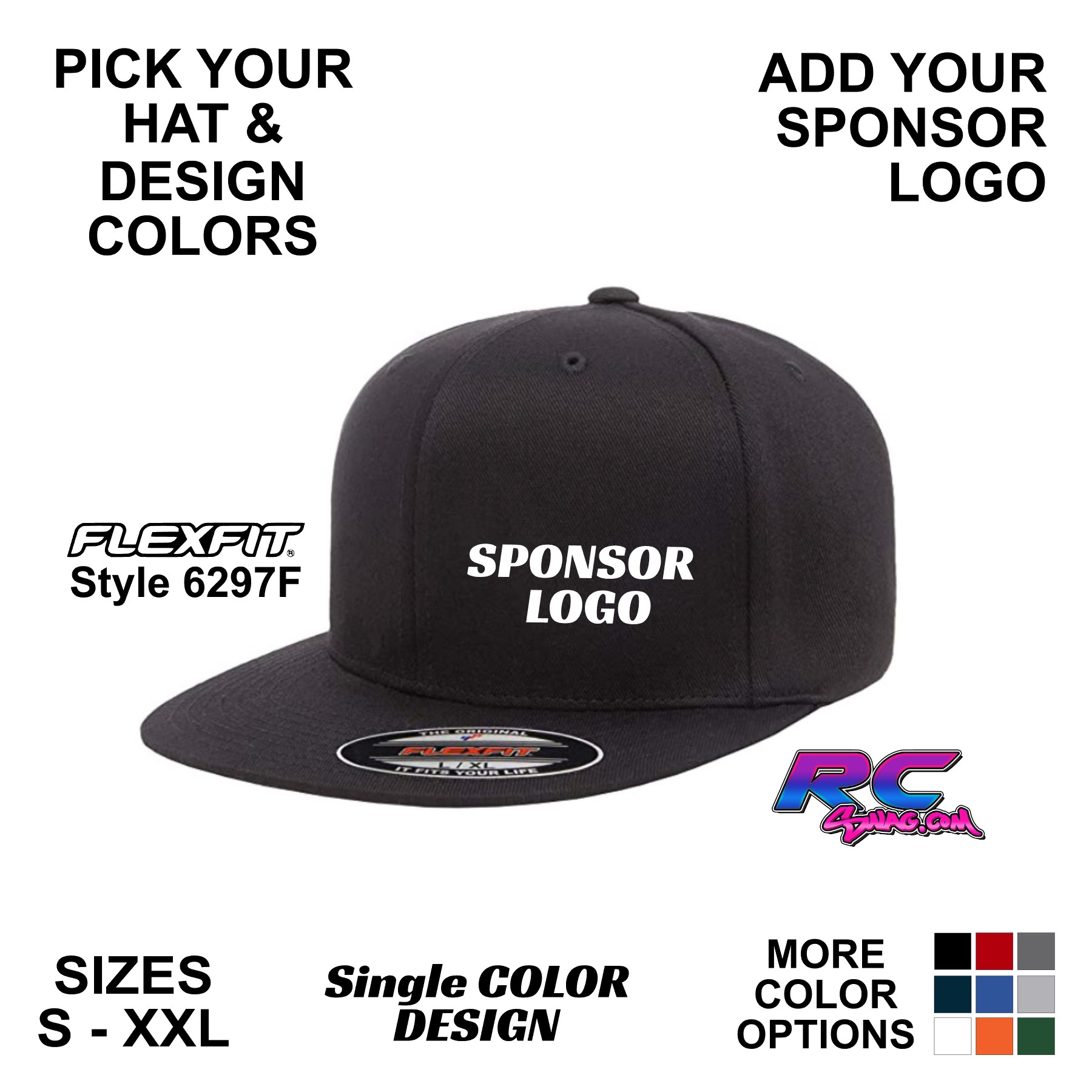 Logo T-Shirts, More! Sponsor SWAG RC RC Bill Stickers, FlexFit & - Flat - 6297F - RC Kits Hoodies, Hat