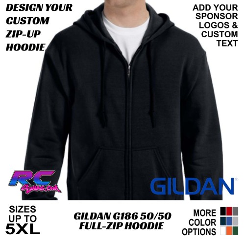 Design Your Own - Custom Zip-Up Hoodie (Gildan G186 50/50)