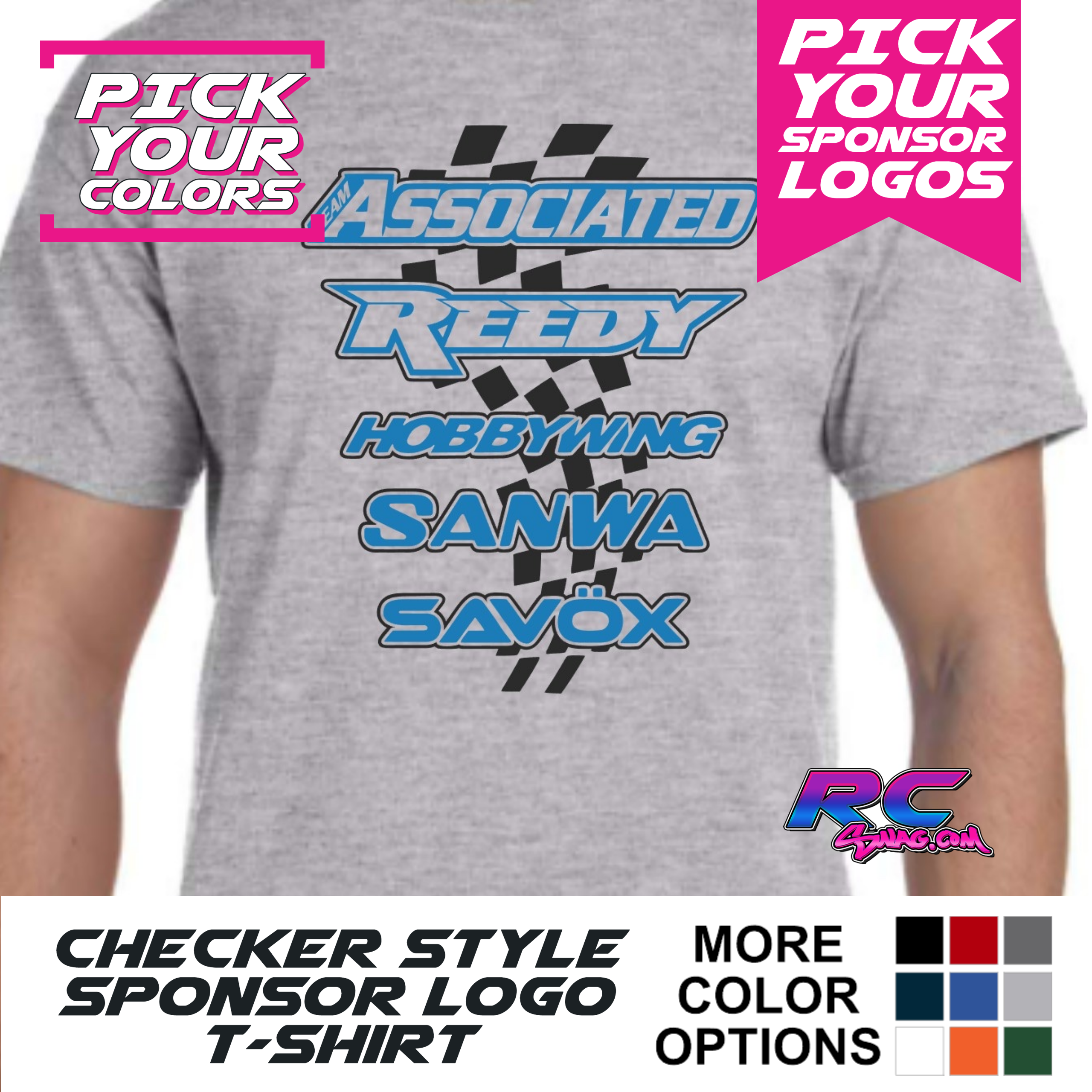 forestille Lavet af sikkerhed Checker Style Sponsor Logo T-Shirt - RC SWAG - Stickers, T-Shirts, Hoodies,  RC Kits & More!