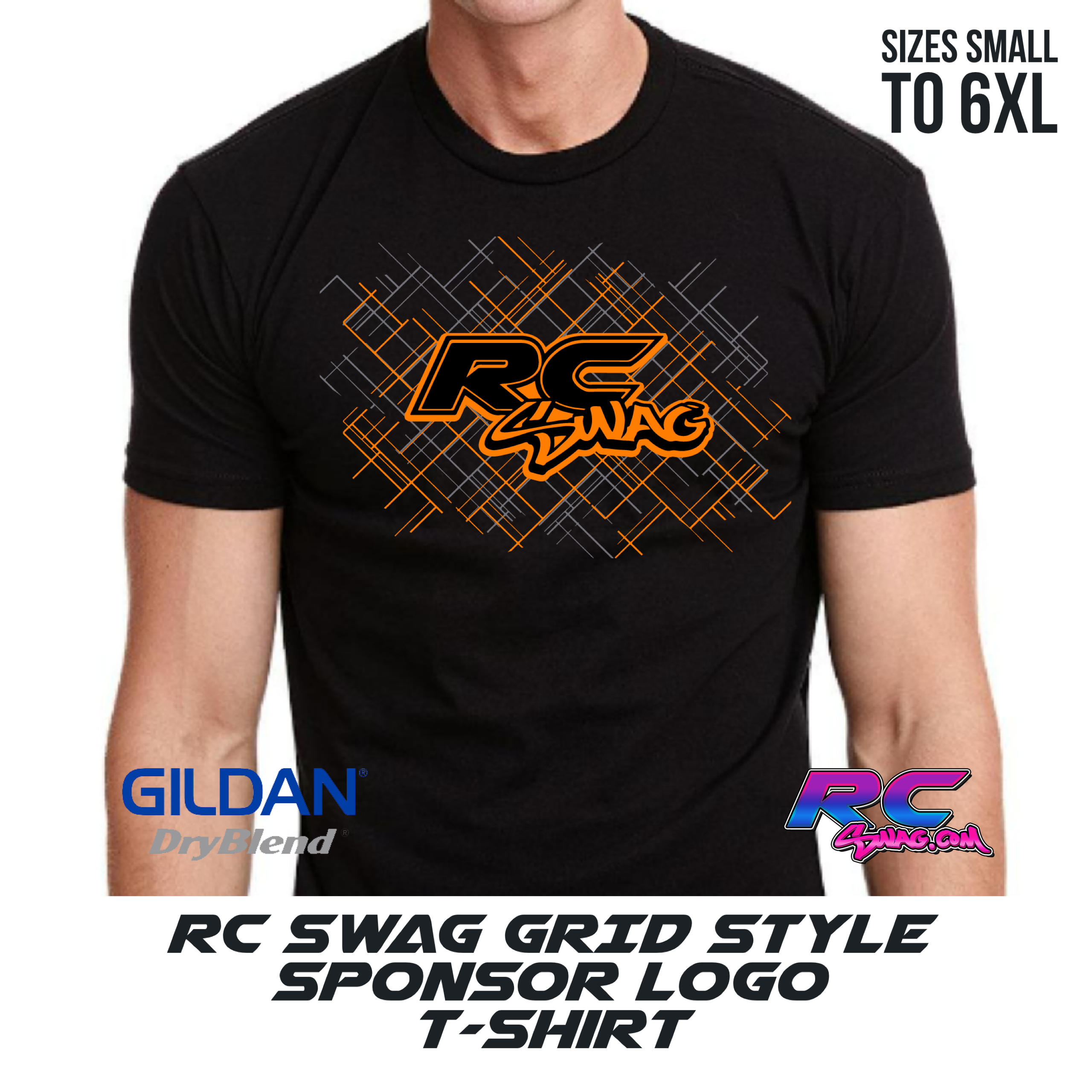 RC SWAG Logo GRID Racing Shirt Orange & Grey - RC SWAG Stickers, T-Shirts, Hoodies, RC Kits & More!