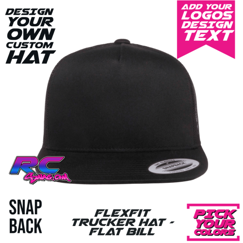 Design Your Own Custom - FlexFit SnapBack Trucker Hat - Flat Bill