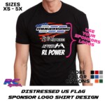 Distressed US Flag Design Sponsor Logo T-Shirt by RC SWAG!